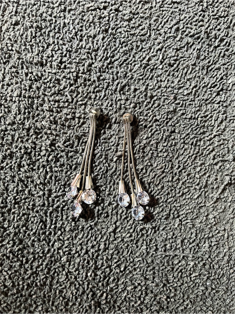 Silver Drop Crystal Dangle Earrings